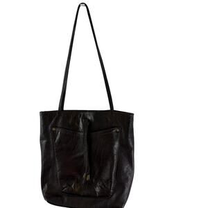 Latico Pebbled Leather Shoulder Tote Handbag Deep Purple 13" tall by 14" wide